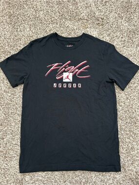 Jordan Flight Graphic Logo Tee Black Red White Men's Medium Short Sleeve